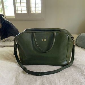 Clare V Green Leather Bag with crossbody and top handle (fits laptop!)